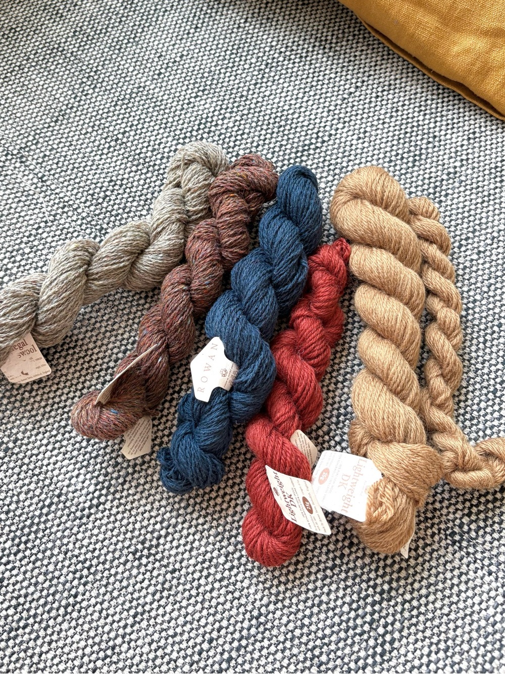 vtg rowan earth tones 6 skein color set wool dk tweed nwt brown red blue gray